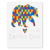 Brother Bear Puzzle Autism Awareness Fathers Gift Temporary Tattoos