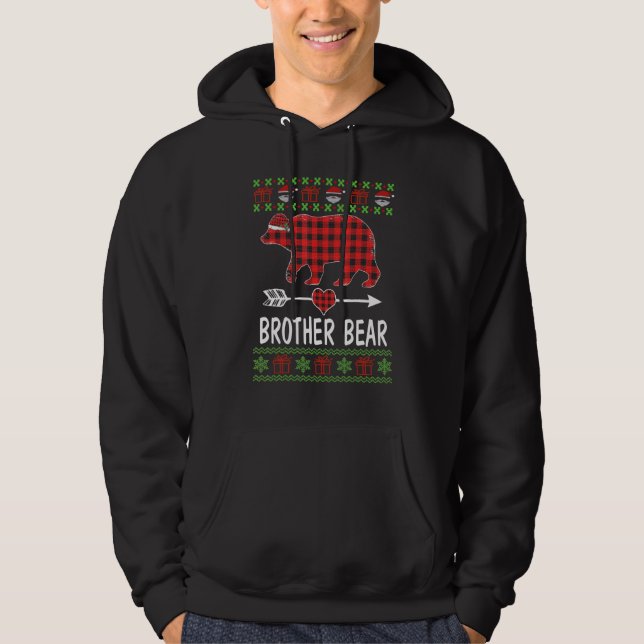 Brother Bear Santa Red Plaid Family Pajamas For Ch Hoodie (Front)