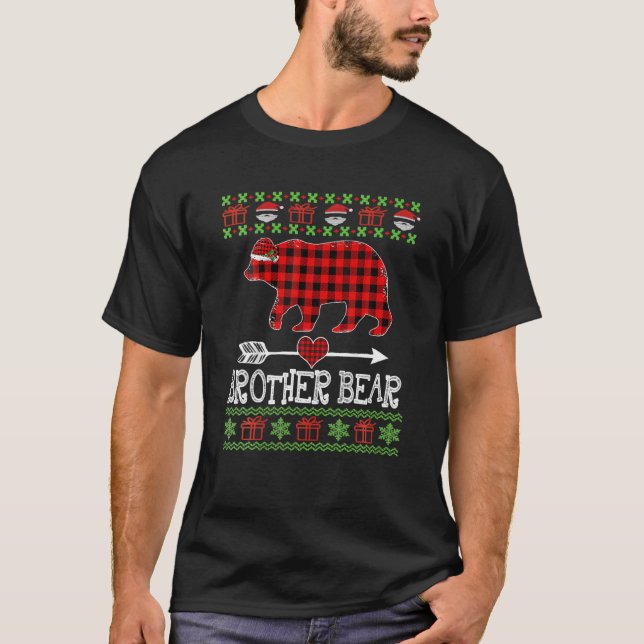Brother Bear Santa Red Plaid Family Pajamas For Ch T-Shirt (Front)