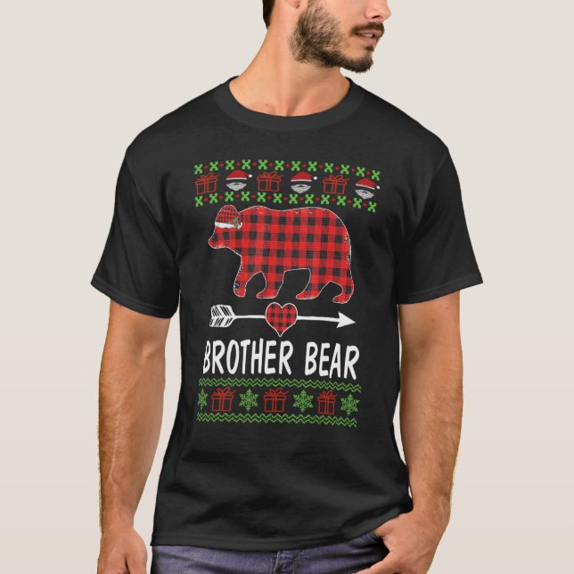 Brother Bear Santa Red Plaid Family Pajamas For Ch T-Shirt (Front)