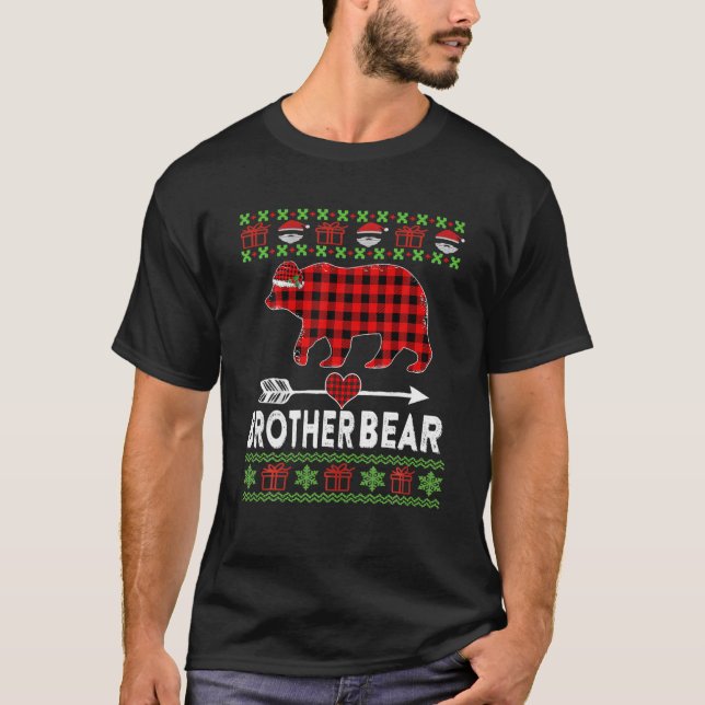 Brother Bear Santa Red Plaid Family Pajamas For Ch T-Shirt (Front)