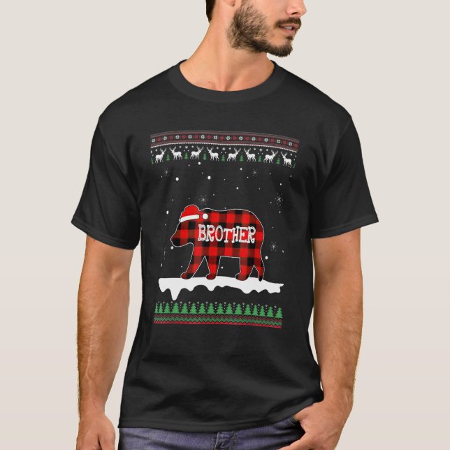 Brother Bear Santa Red Plaid Family Pajamas For Ch T-Shirt (Front)