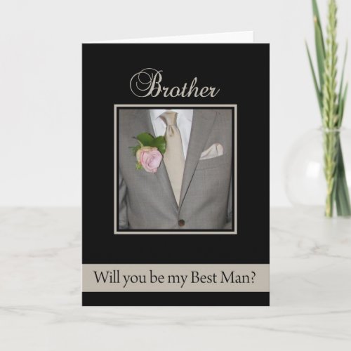 Brother Best Man request Grey Suit Invitation