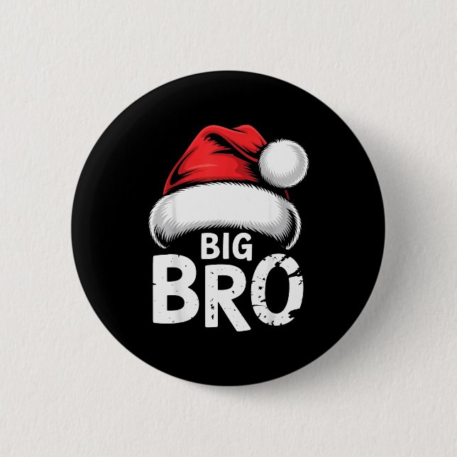 Brother Big Christmas Santa Family Matching Pajama Button (Front)