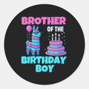 Brother Birthday Boy Llama Pinata Party Family Mat Classic Round Sticker