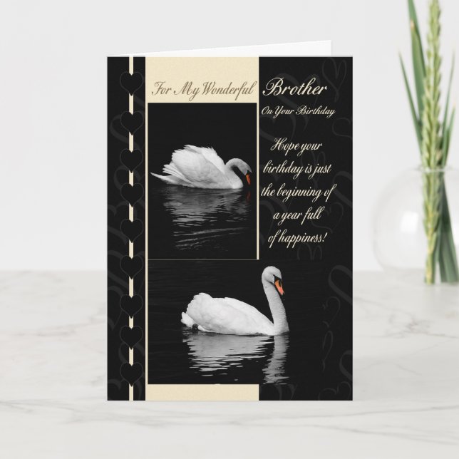 Brother Birthday Card Swans (Front)