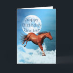 Brother birthday card with spirit horse<br><div class="desc">A chestnus spirit horse galloping against the backdrop of the moon and clouds. See the whole range cards in my store. http://www.zazzle.com/eggznbeenz</div>