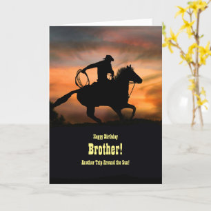 Brother Birthday Cool Country Western Horse Card