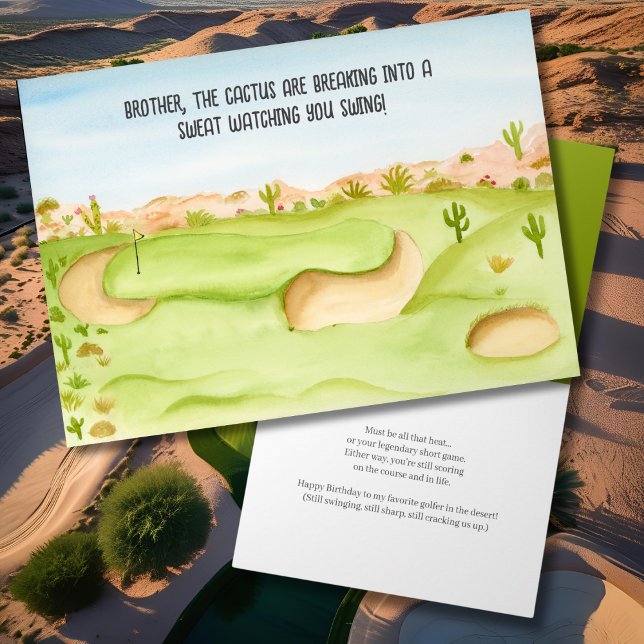 Brother, Birthday Desert Golf Course Watercolor Card (Creator Uploaded)