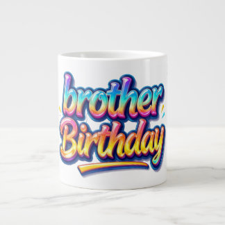 Brother Birthday Gift Colorful Rainbow Text Giant Coffee Mug