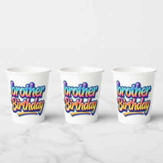 Brother Birthday Gift Colorful Rainbow Text Paper Cups