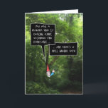 Brother Birthday, Humorous Gnome in Forest Card<br><div class="desc">This funny birthday card for your brother features a cartoon illustrated gnome with a white,  bushy beard and pointy,  red hat,  behind a bush in a photo of a forest - speaking compliments in a pair of speech bubbles with fun,  hand drawn typeface.</div>