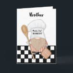 Brother Birthday Whimsical Gnome Chef Cooking Card<br><div class="desc">The front of the card features a charming illustration of a gnome chef,  tailored specifically for a brother. The gnome exudes a sense of cheerfulness and camaraderie,  wearing a chef's hat with a playful twist. The name on the chef hat can be customized for any name you want.</div>