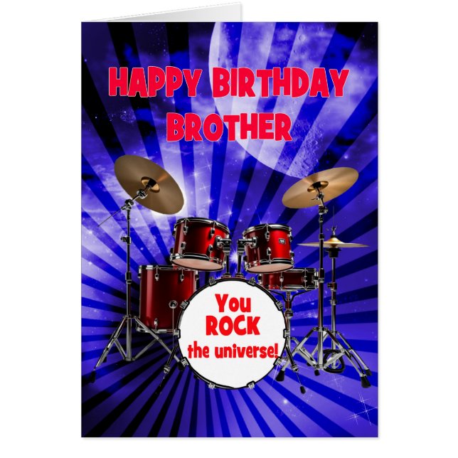 Brother Birthday You Rock Drums Cards (Front)