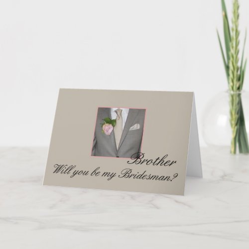 Brother Bridesman request Grey Suit Invitation