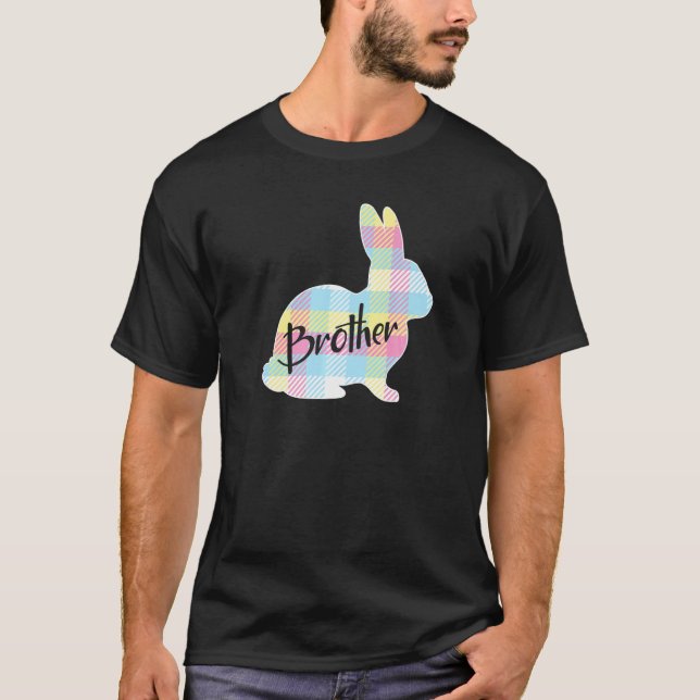 Brother Bunny Rabbit Pastel Plaid Easter  T-Shirt (Front)