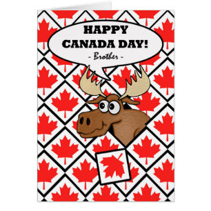 Brother Canada Day Funny Moose Maple Leaves Cards