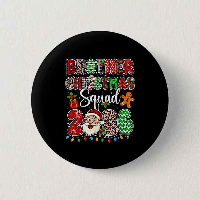 Brother Christmas Crew 2026 Leopard Funny Santa Fa Button (Front)