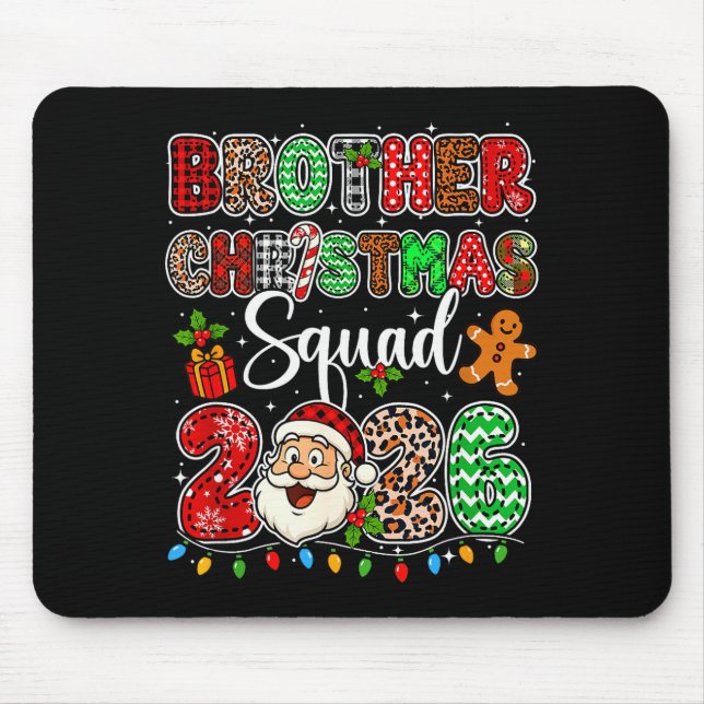 Brother Christmas Crew 2026 Leopard Funny Santa Fa Mouse Pad (Front)