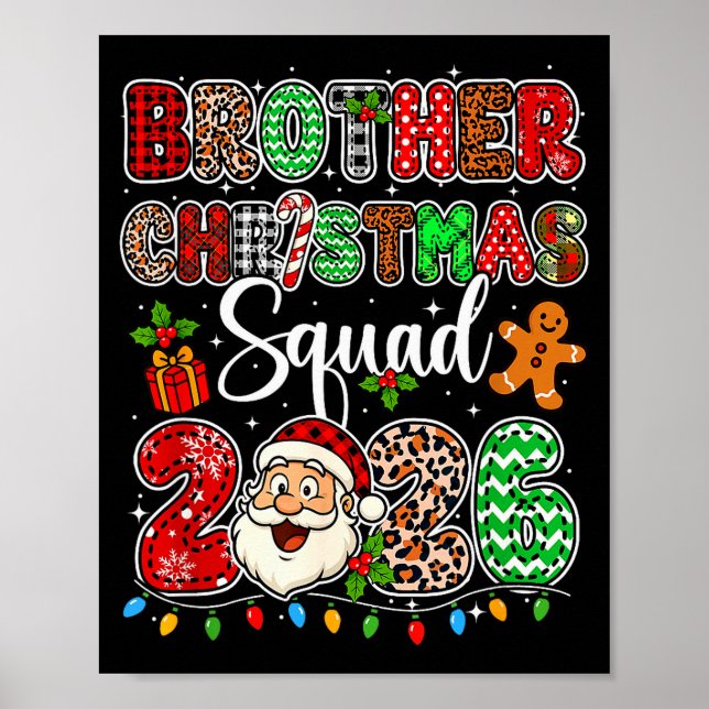 Brother Christmas Crew 2026 Leopard Funny Santa Fa Poster (Front)