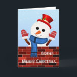 Brother Christmas Snowman Holiday Card<br><div class="desc">Wish a Merry Christmas to your brother. Celebrate the holiday season with this delightful Christmas card showcasing a friendly snowman beside a wall decorated with cheerful chalk writing. Dressed in a red hat and gloves,  the snowman adds a playful and heartwarming touch to your festive greetings.</div>
