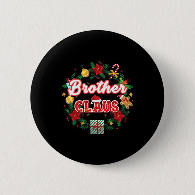Brother Claus Christmas Santa Laurel Wreath Mistle Button (Front)