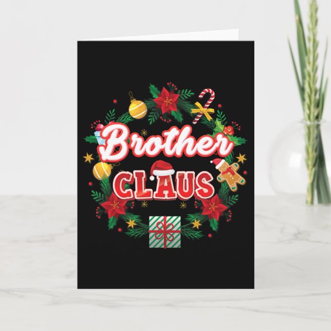 Brother Claus Christmas Santa Laurel Wreath Mistle Card (Front)