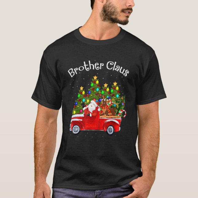 Brother Claus Riding Car Santa Pickup Reindeer & C T-Shirt (Front)