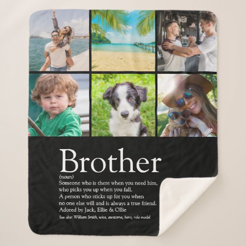 Brother Cool Fun Modern Best Ever Photo Collage Sherpa Blanket