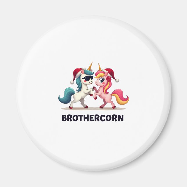 Brother-corn Unicorn Matching Family Pajama Christ Magnet (Front)