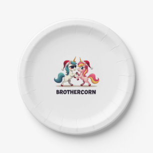 Brother-corn Unicorn Matching Family Pajama Christ Paper Plates