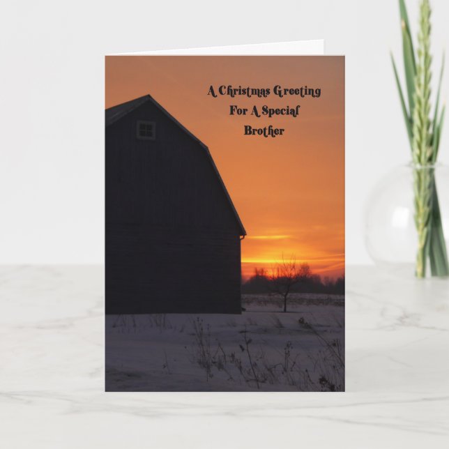 Brother Country Morning Christmas Holiday Card (Front)