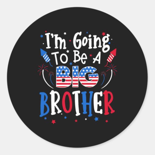 Brother Cute 4th Of July Pregnancy Announcement Gi Classic Round Sticker