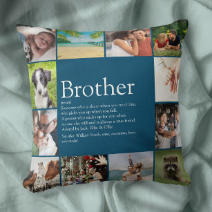 Brother Definition 12 Photo Collage Modern Fun Throw Pillow