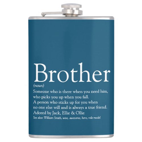 Brother Definition Saying Fun Blue Flask