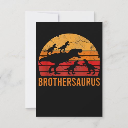 Brother Dinosaur 5 kid Funny Big Little Brother RSVP Card