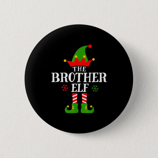 Brother Elf Funny Matching Family Group Christmas  Button (Front)