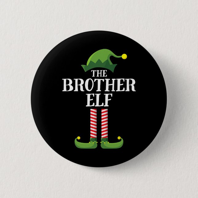 Brother Elf Matching Family Group Christmas Party  Button (Front)