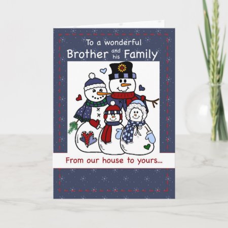 Brother & Family Snowman Family Christmas Holiday Card