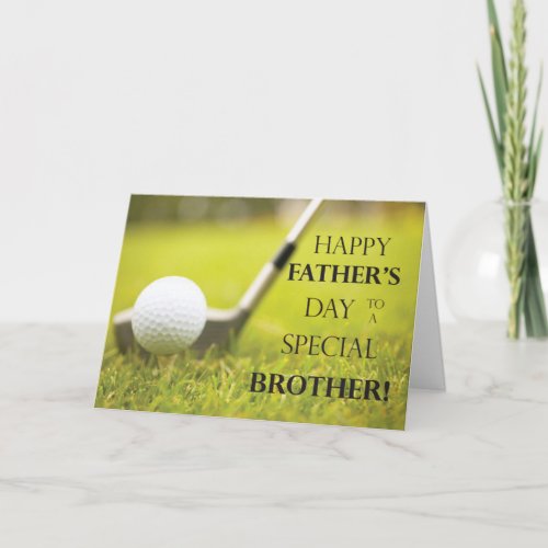 Brother Fathers Day Golf Ball in Grass Card