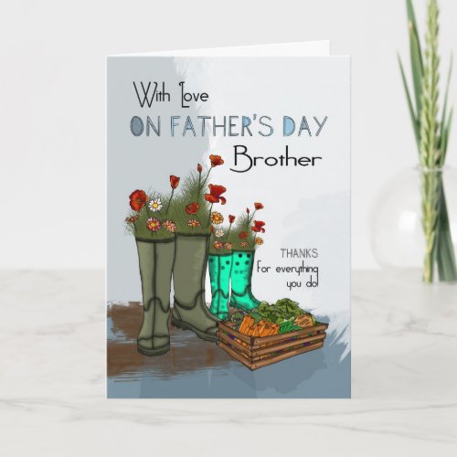 Brother Fathers Day Greeting Card With Rain Boots