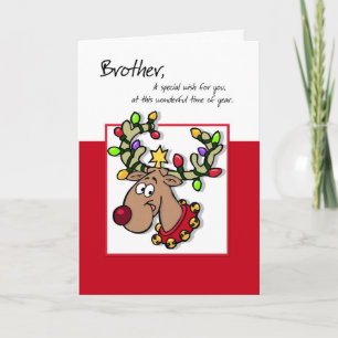 Brother Funny Reindeer Humorous Holiday Wish Card