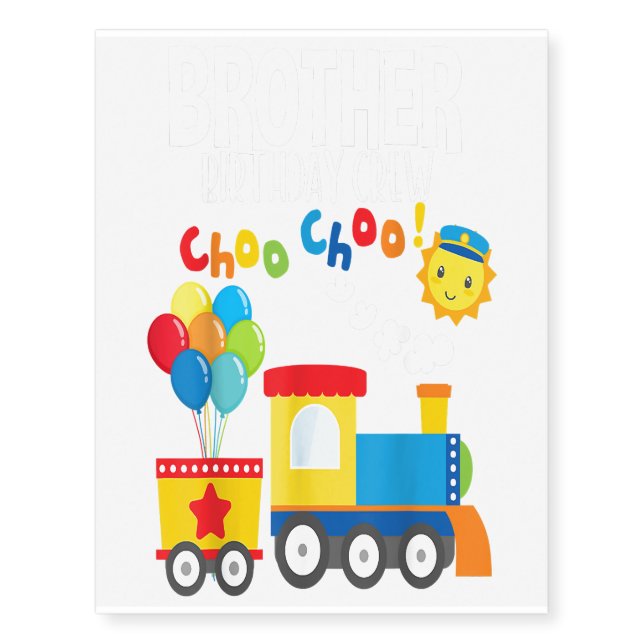 Brother Gift Crew Train Theme Birthday Train Temporary Tattoos (Front)