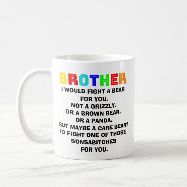brother gifts, brother mug, funny brother gift,  coffee mug (Left)