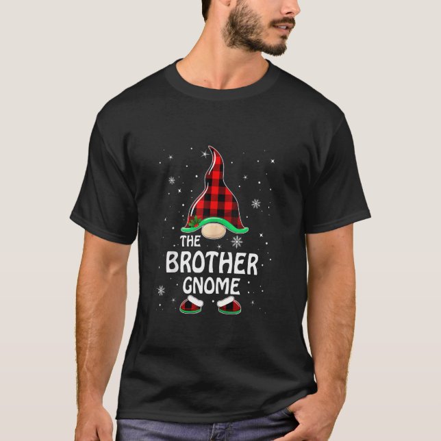 Brother Gnome Buffalo Plaid Matching Family Christ T-Shirt (Front)