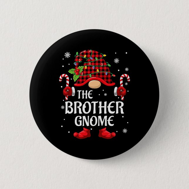 Brother Gnome Matching Christmas Pjs For Family  Button (Front)