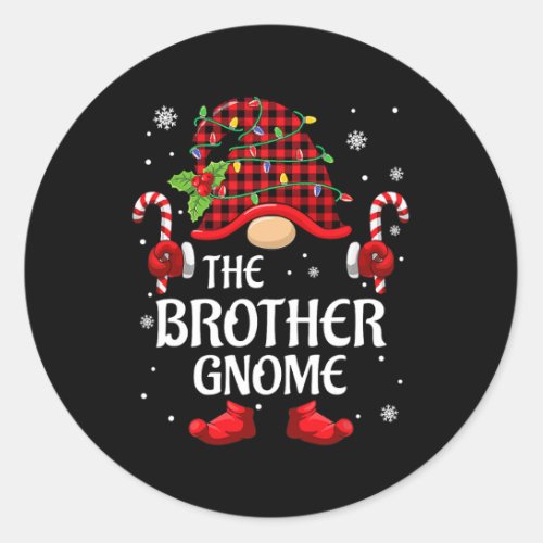 Brother Gnome Matching Christmas PJS For Family  Classic Round Sticker