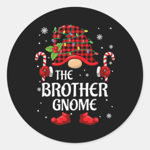 Brother Gnome Matching Christmas PJS For Family Classic Round Sticker