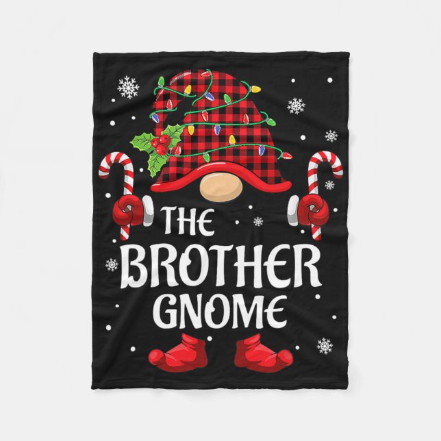 Brother Gnome Matching Christmas Pjs For Family  Fleece Blanket (Front)