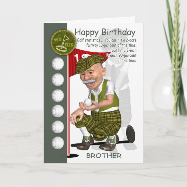 Brother Golfer Birthday Greeting Card With Humor (Front)